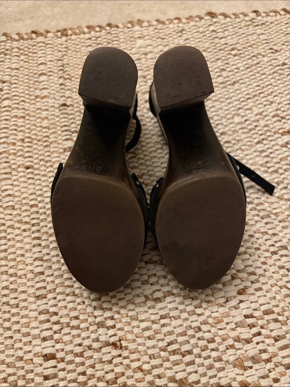 Steve Madden Black Suede Platform Block Heels 👠 ❤️🐻 - Picture 8 of 9